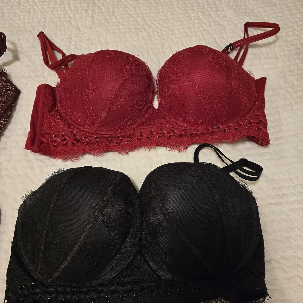 Victoria's Secret Lace Bra Collection - Burgundy, Red, Black - Picture 2 of 9